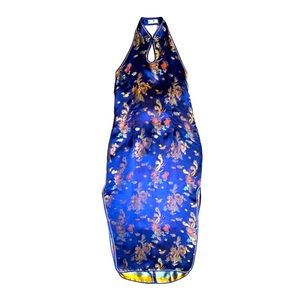 Laogudai Chinese dragon halter dress w/ side slits